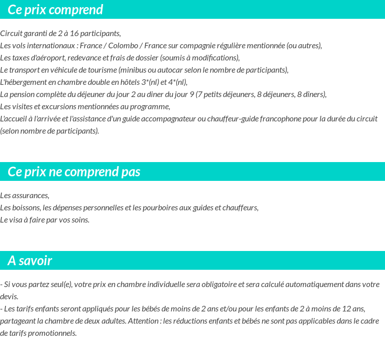 Conditions tarifaires