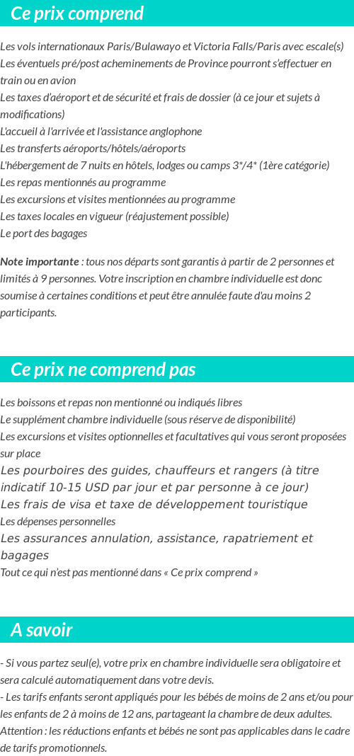 Conditions tarifaires