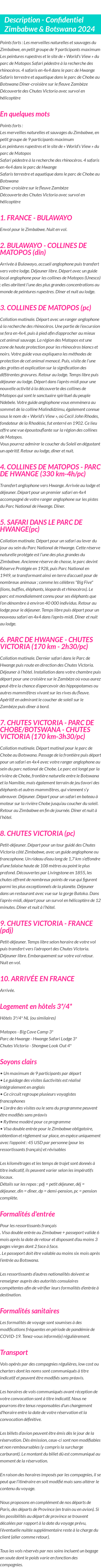 Détails du séjour