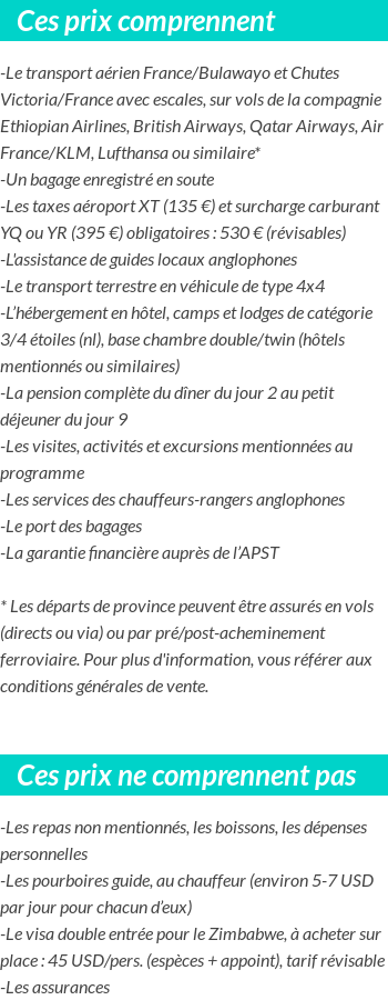 Conditions tarifaires