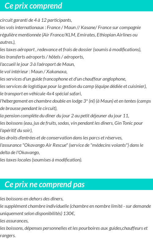 Conditions tarifaires