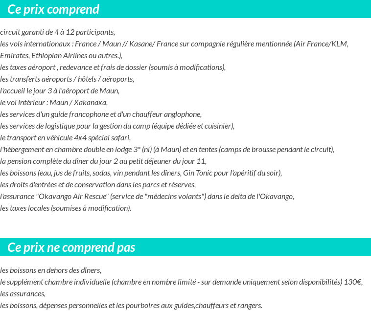 Conditions tarifaires