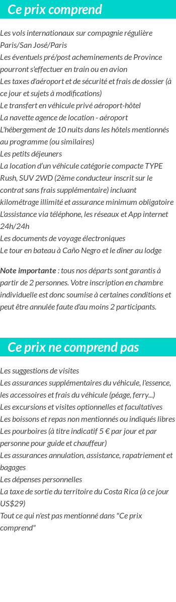 Conditions tarifaires