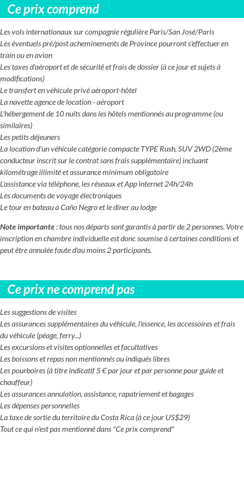 Conditions tarifaires