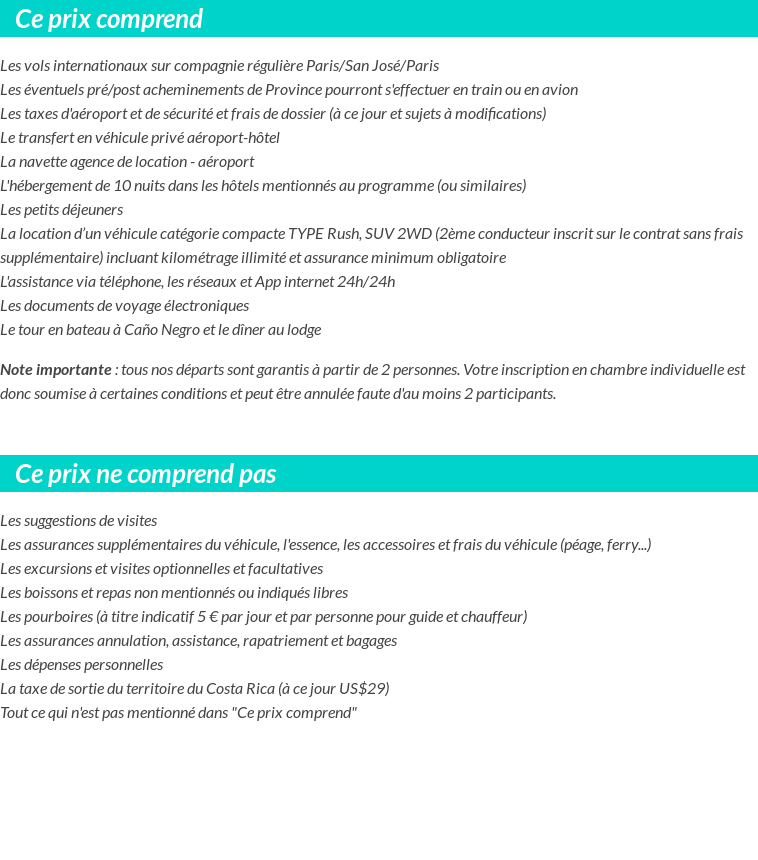 Conditions tarifaires