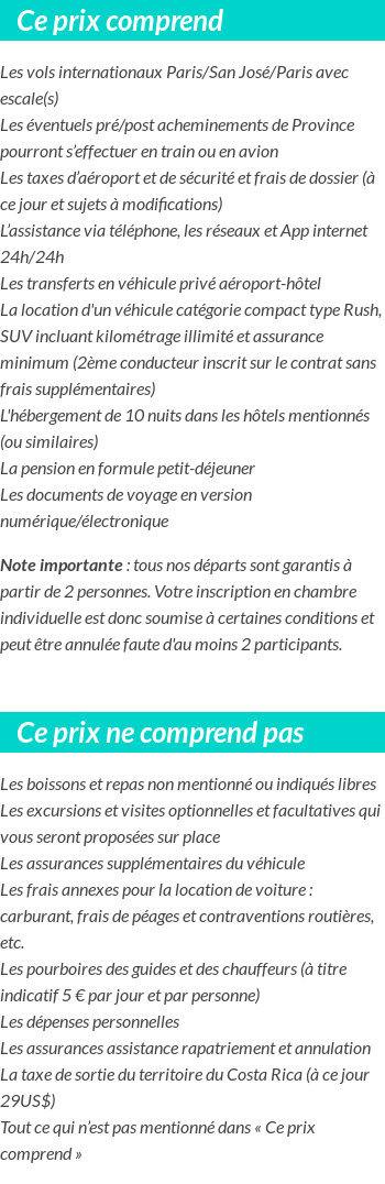 Conditions tarifaires