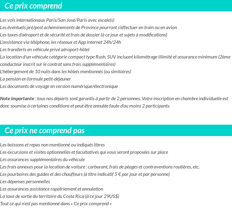 Conditions tarifaires