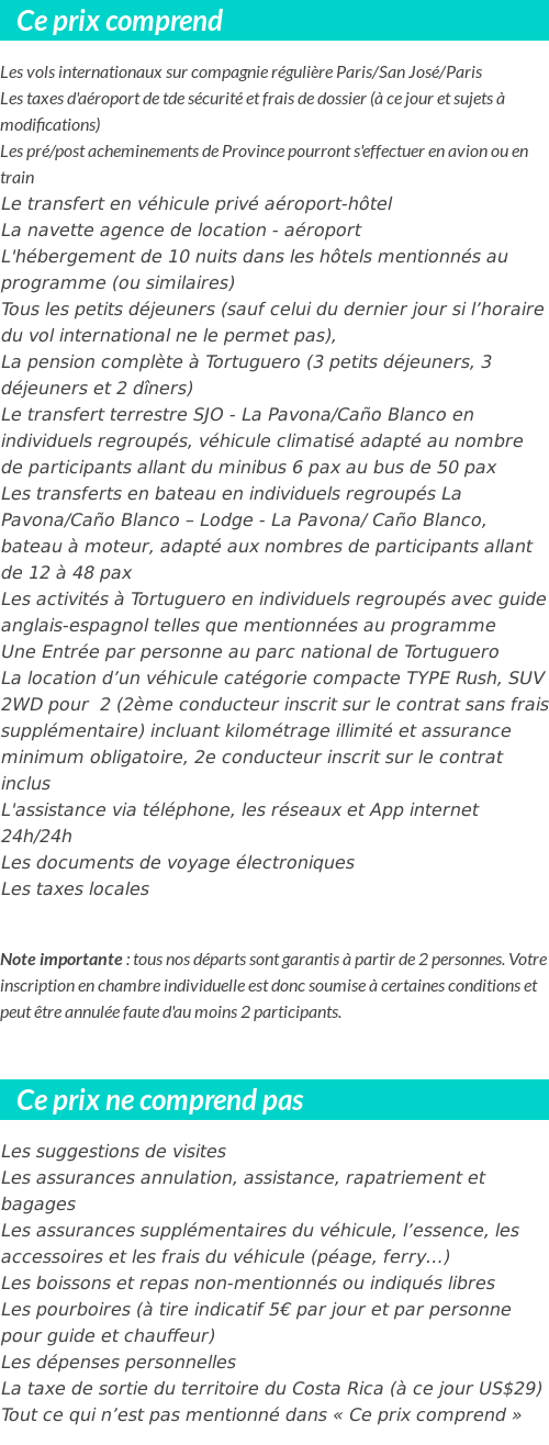 Conditions tarifaires