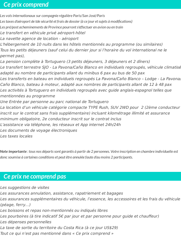 Conditions tarifaires