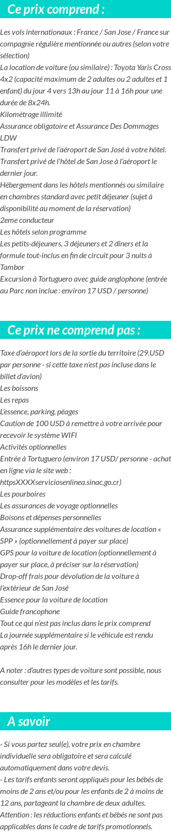 Conditions tarifaires