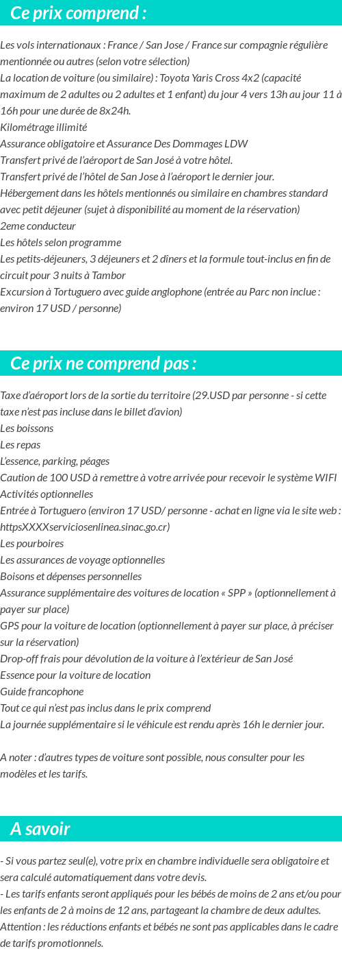 Conditions tarifaires