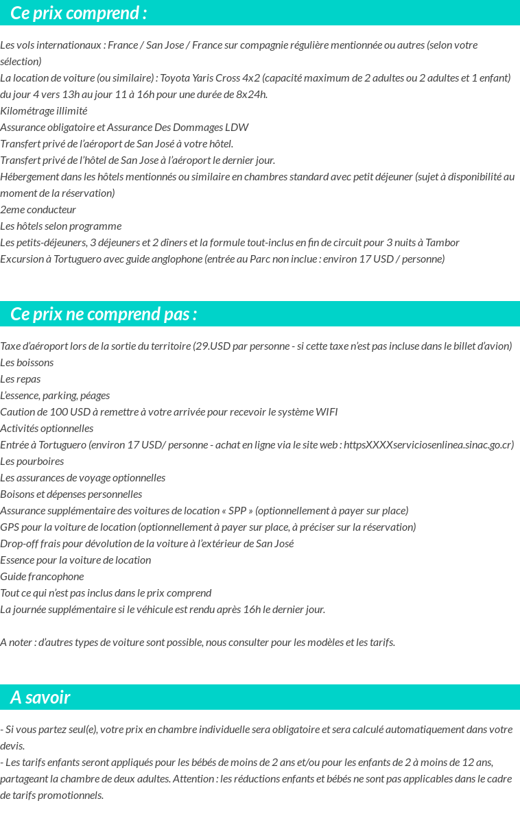 Conditions tarifaires
