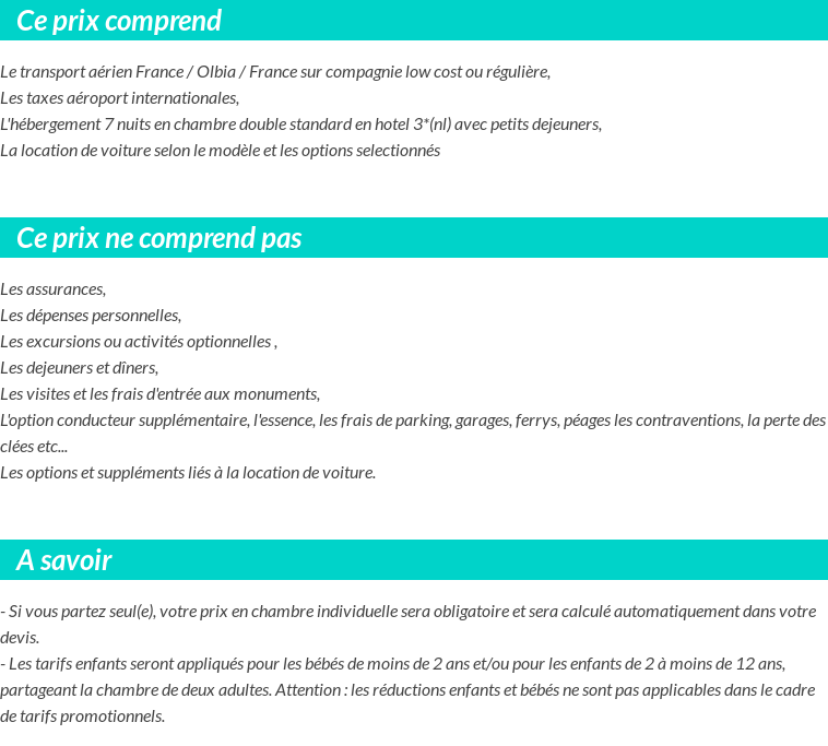 Conditions tarifaires