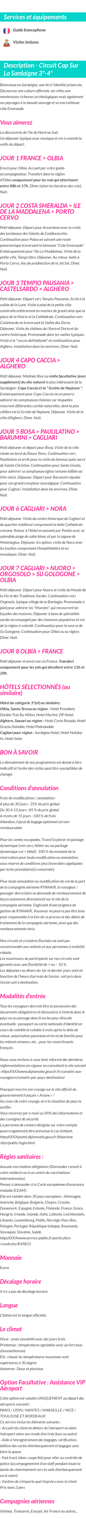 Détails du séjour