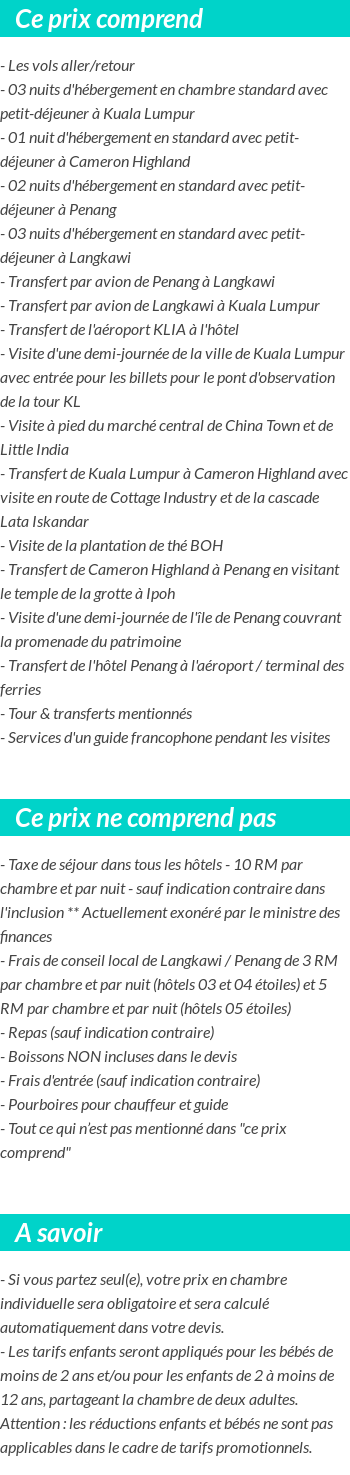 Conditions tarifaires