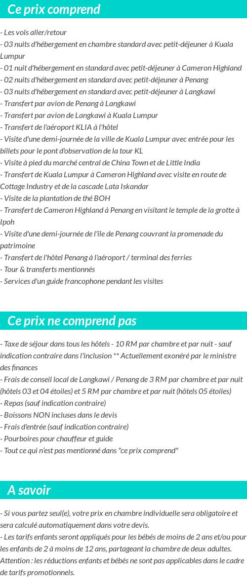 Conditions tarifaires