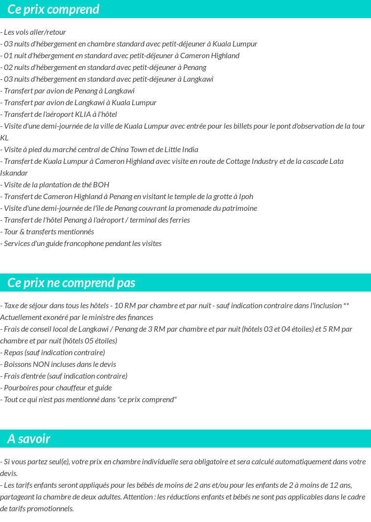Conditions tarifaires