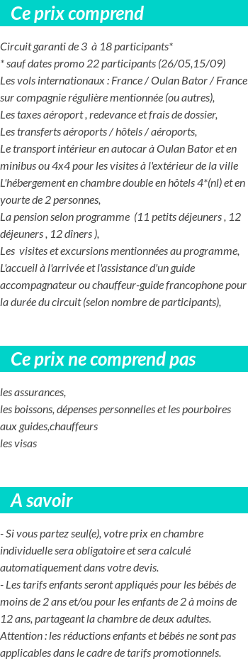 Conditions tarifaires