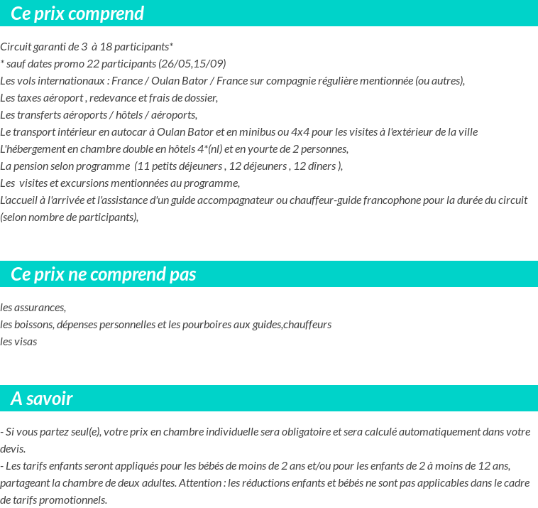Conditions tarifaires