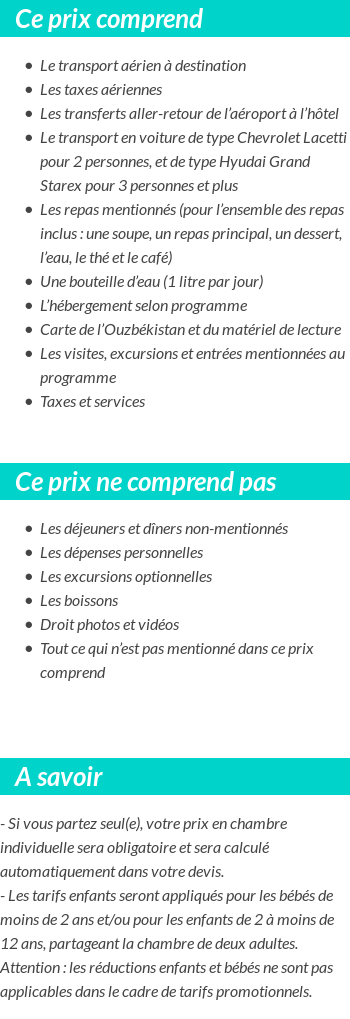 Conditions tarifaires