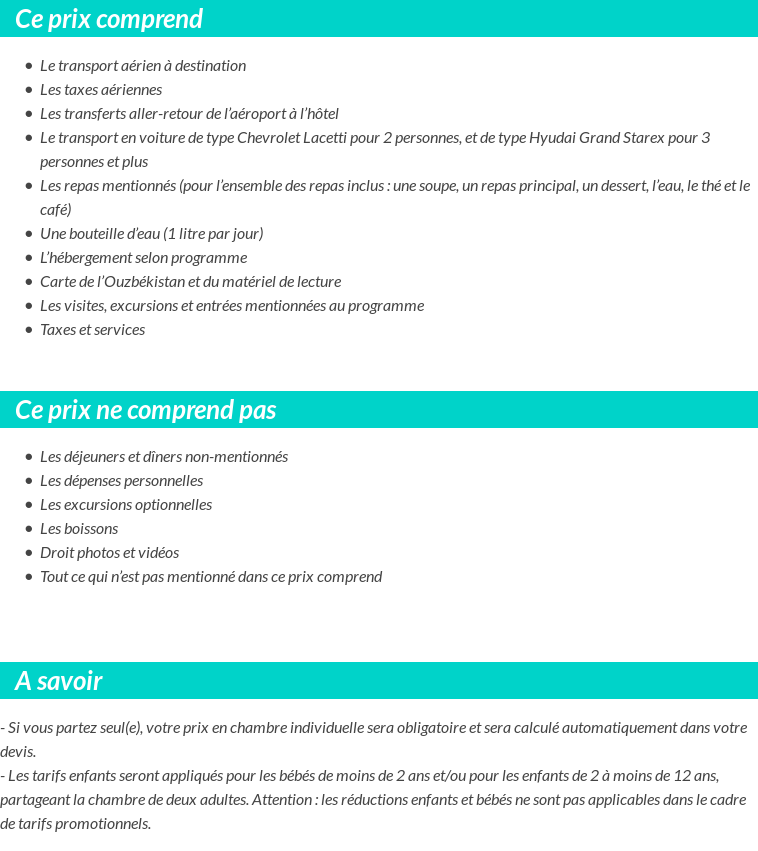 Conditions tarifaires