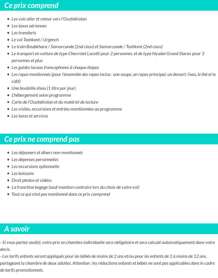 Conditions tarifaires