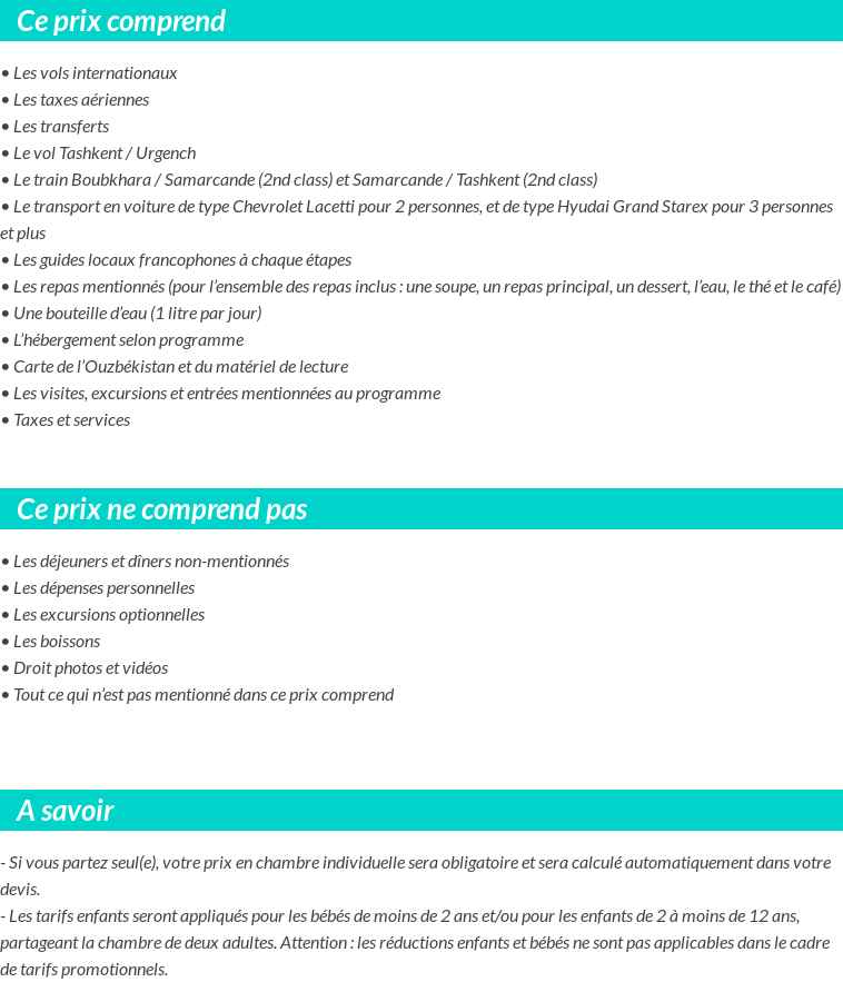 Conditions tarifaires