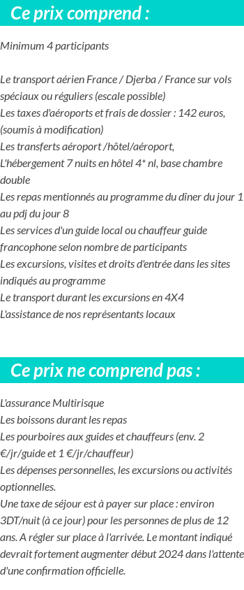 Conditions tarifaires