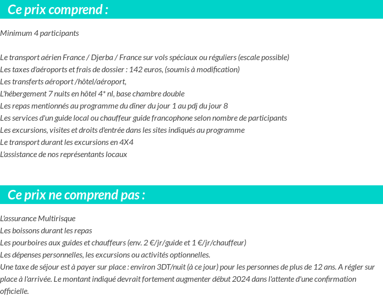 Conditions tarifaires