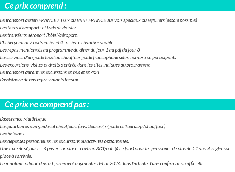 Conditions tarifaires