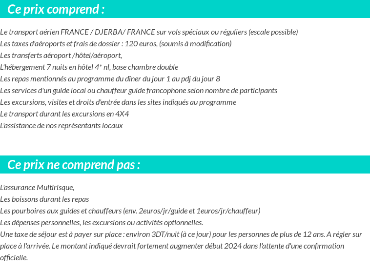 Conditions tarifaires