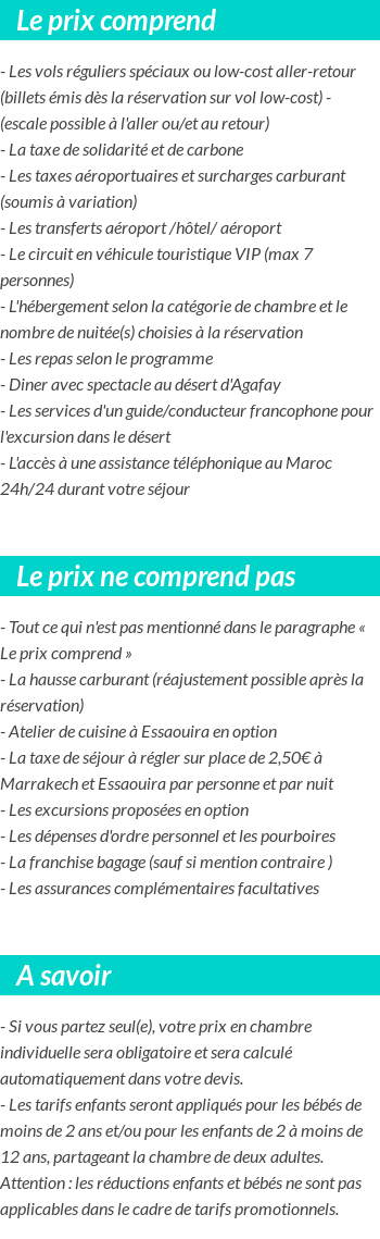 Conditions tarifaires