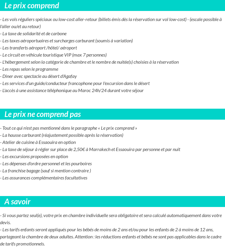 Conditions tarifaires