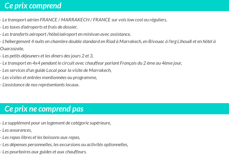 Conditions tarifaires