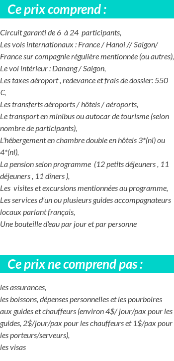 Conditions tarifaires