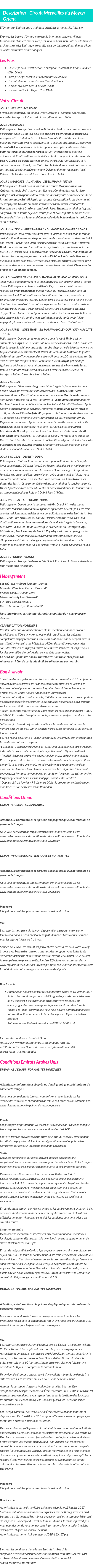 Détails du séjour