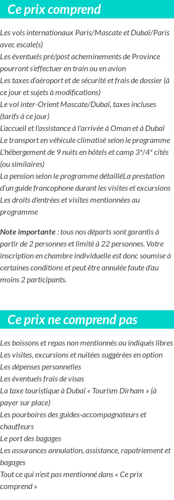 Conditions tarifaires