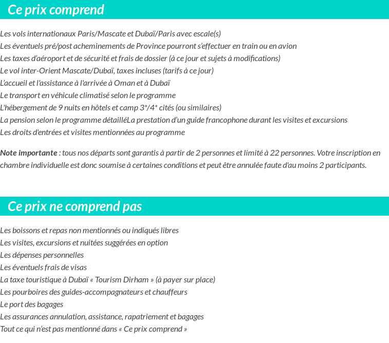 Conditions tarifaires