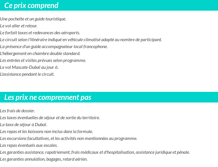 Conditions tarifaires