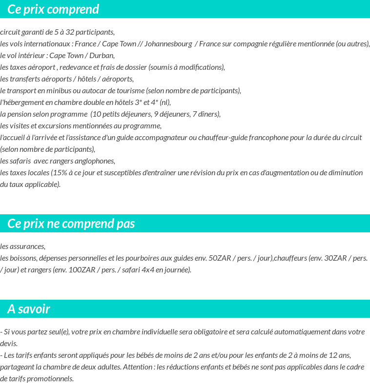 Conditions tarifaires