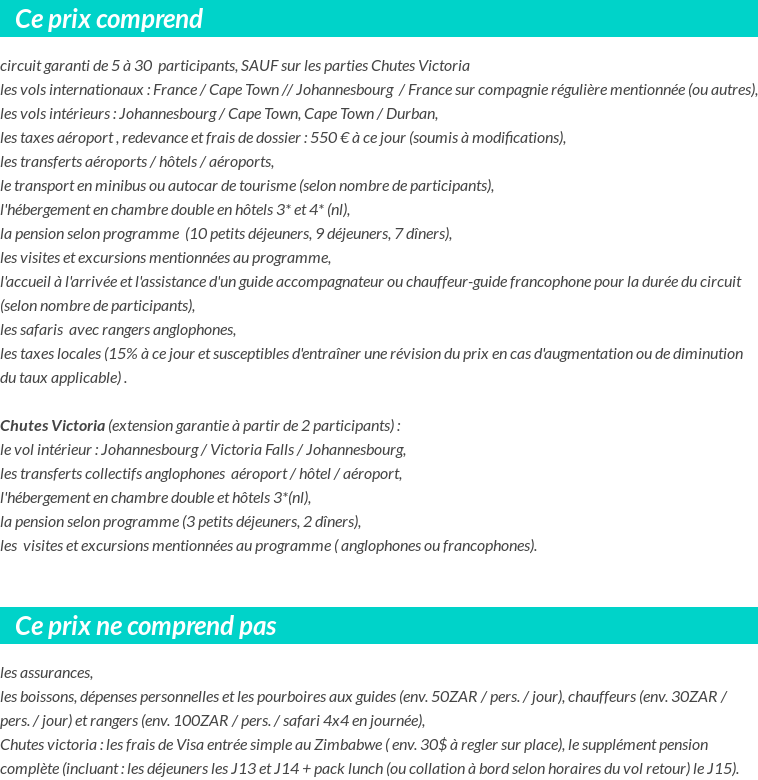 Conditions tarifaires