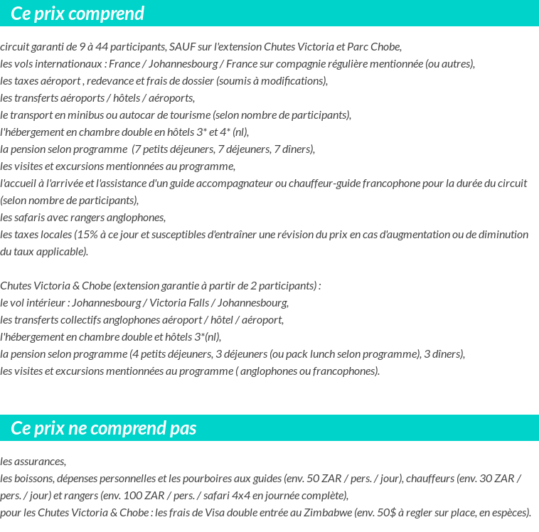 Conditions tarifaires