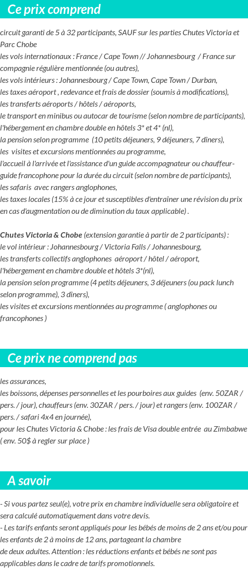 Conditions tarifaires