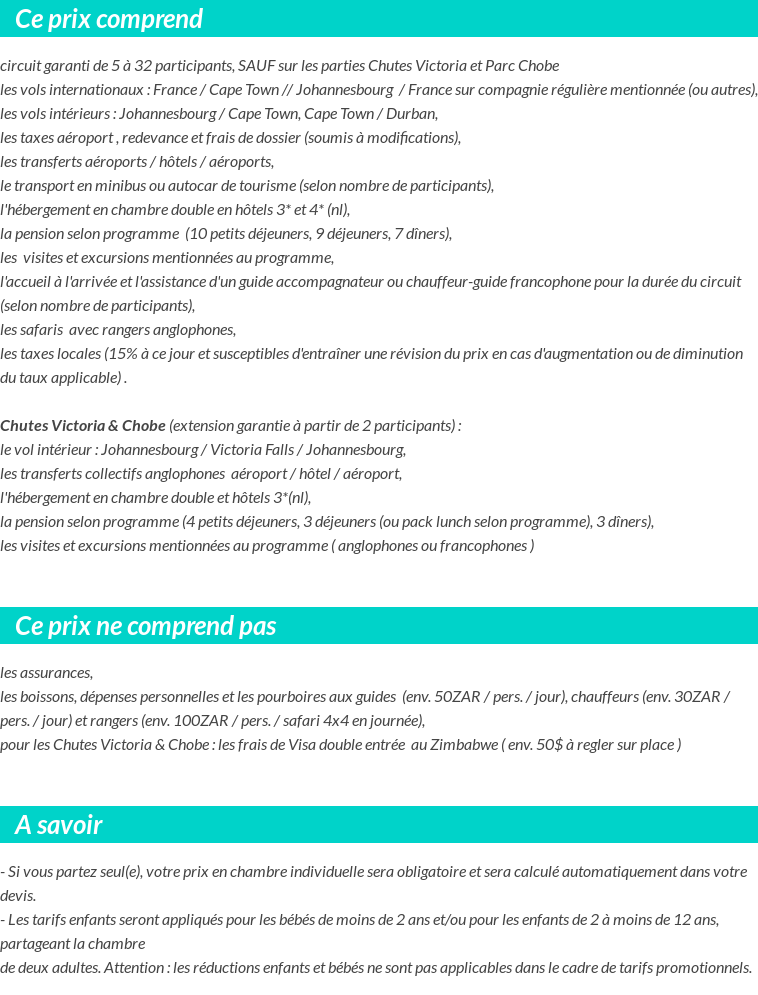 Conditions tarifaires