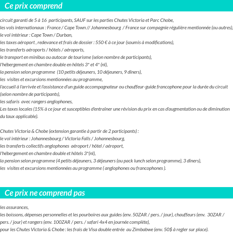 Conditions tarifaires