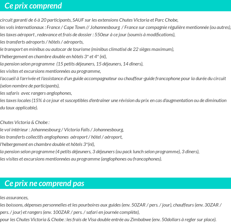 Conditions tarifaires