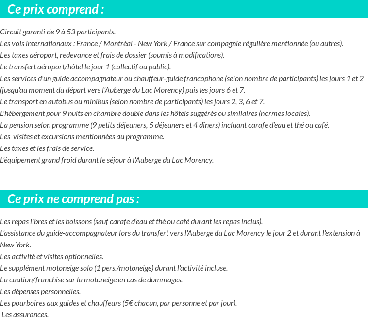 Conditions tarifaires