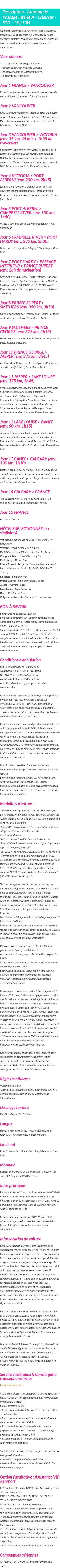 Détails du séjour