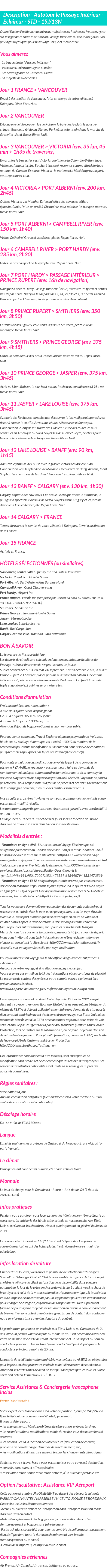 Détails du séjour