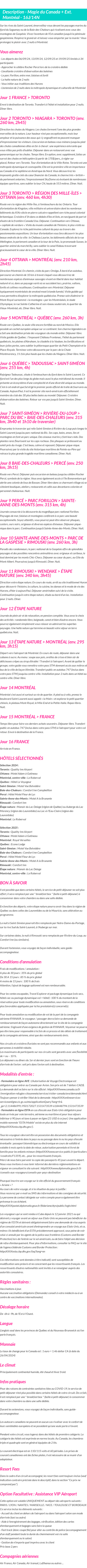 Détails du séjour